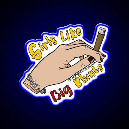 Girls Like Big Blunts Hemp Inspired Green Leaf Led Neon Sign Rgb Color - Shineneon
