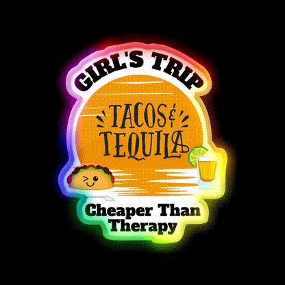 Girls Trip Than Therapy Party Drink Tequila Led Neon Sign Bar Led Sign Rgb Color - LED neon sign close-up detail