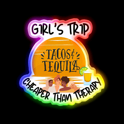 Girls Trip Than Therapy Party Drink Tequila Led Neon Sign Business Neon Sign Rgb Color - LED neon sign close-up detail