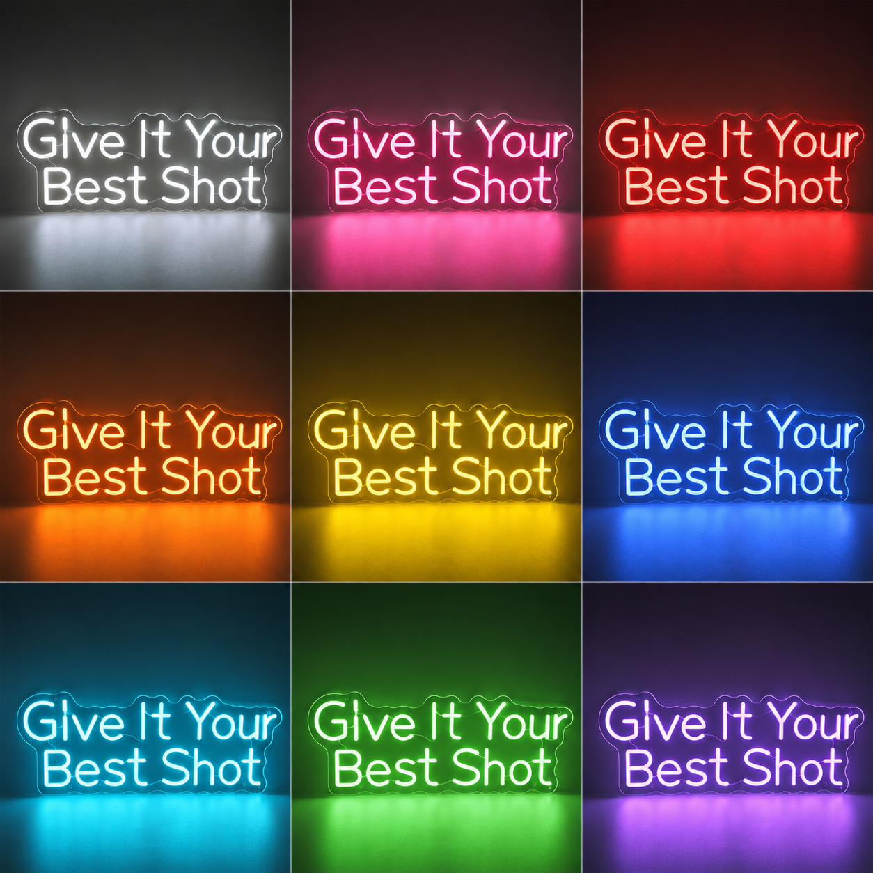 Give It Your Best Shot LED Neon Sign Bar Art Give It Your color grid