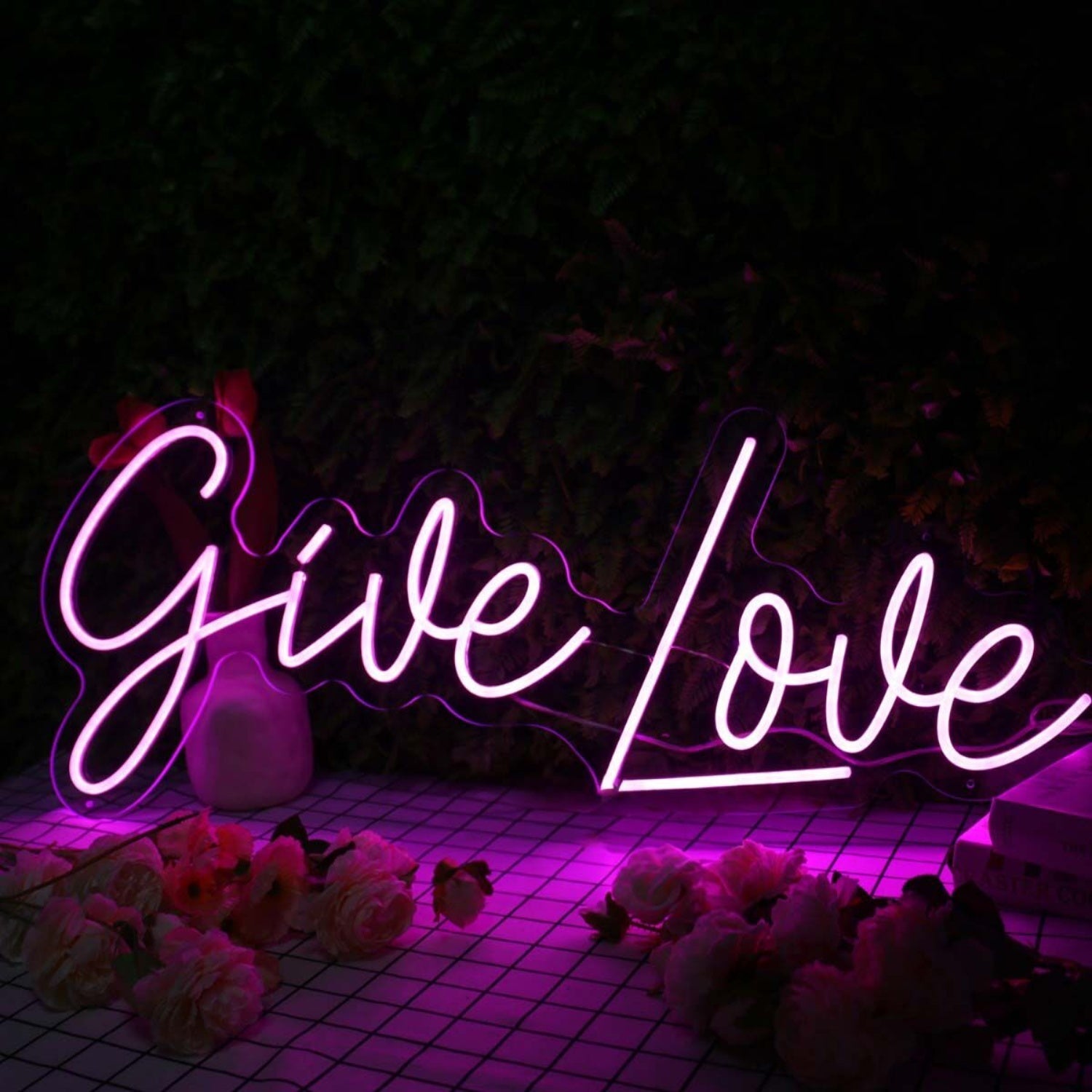 Give Love Purple Led Neon Sign - Shineneon