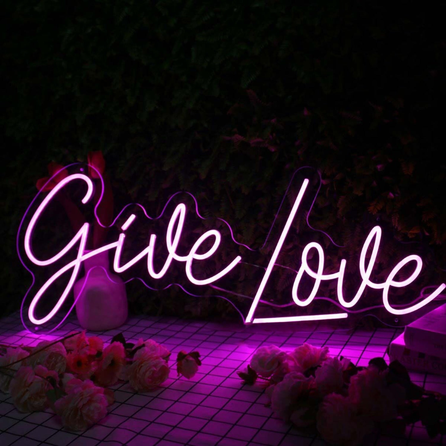Give Love Purple Led Neon Sign | Shineneon