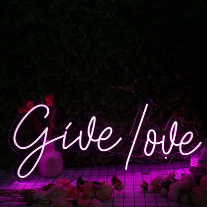 Give Love Purple Led Neon Sign - Shineneon
