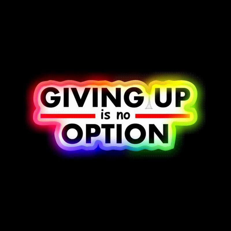 Giving Up Is No Option Gym Fitness Led Neon Sign Rgb Color