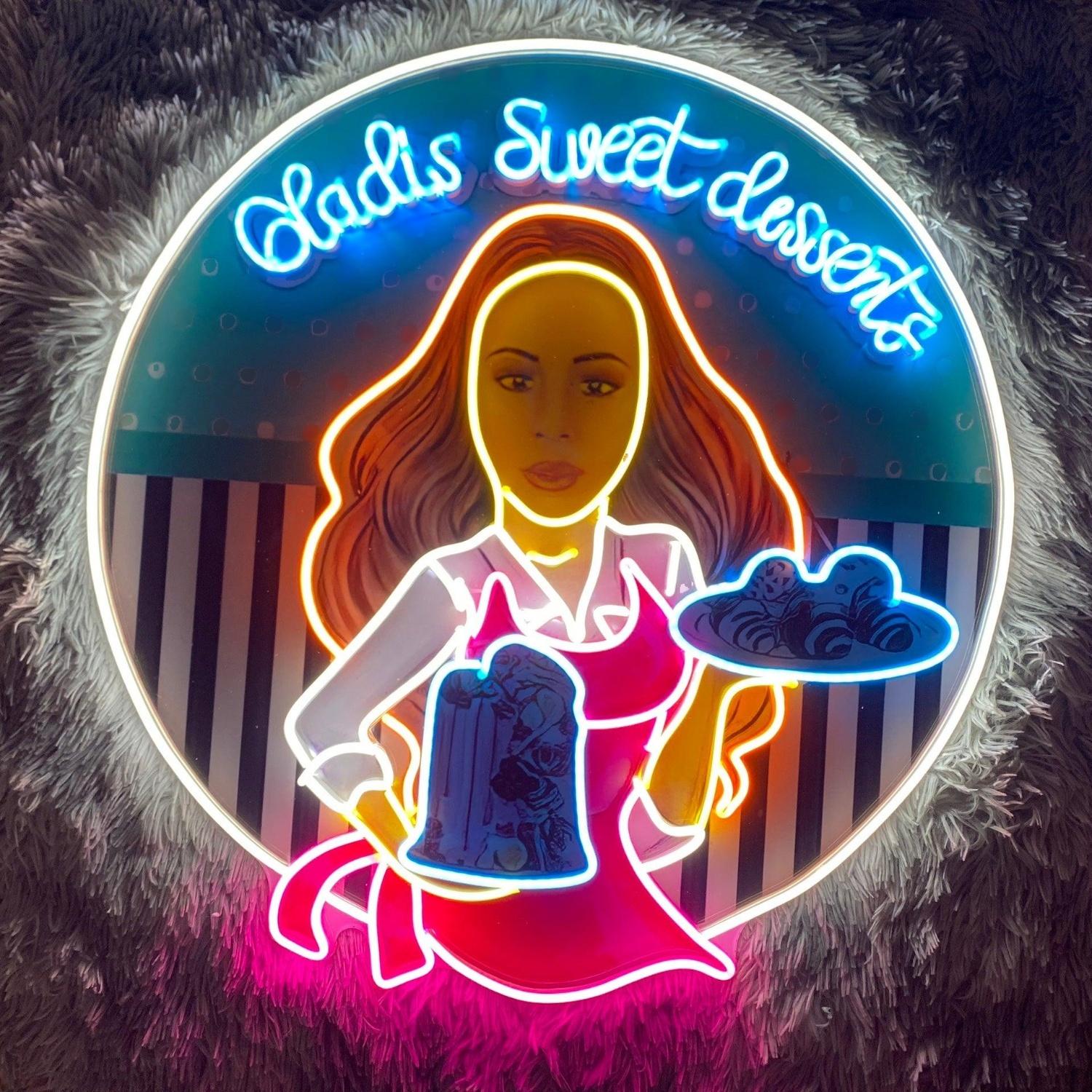 Gladis Sweet Desserts Multicolor Led Neon Sign For Bakery Cafe Decor | Shineneon