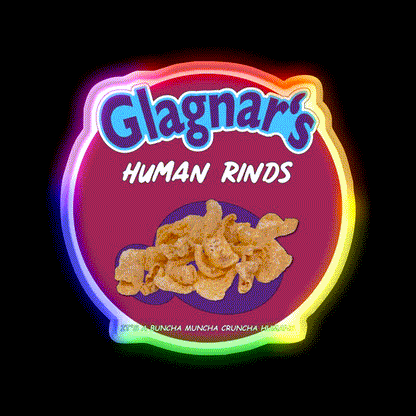 Glagnars Human Rinds Snack Food Led Neon Sign Rgb Color - LED neon sign close-up detail