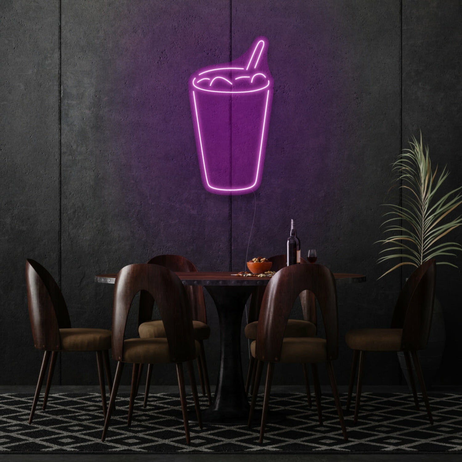 Glass With Drink Neon Refreshing Sip Of Elegance | Shineneon