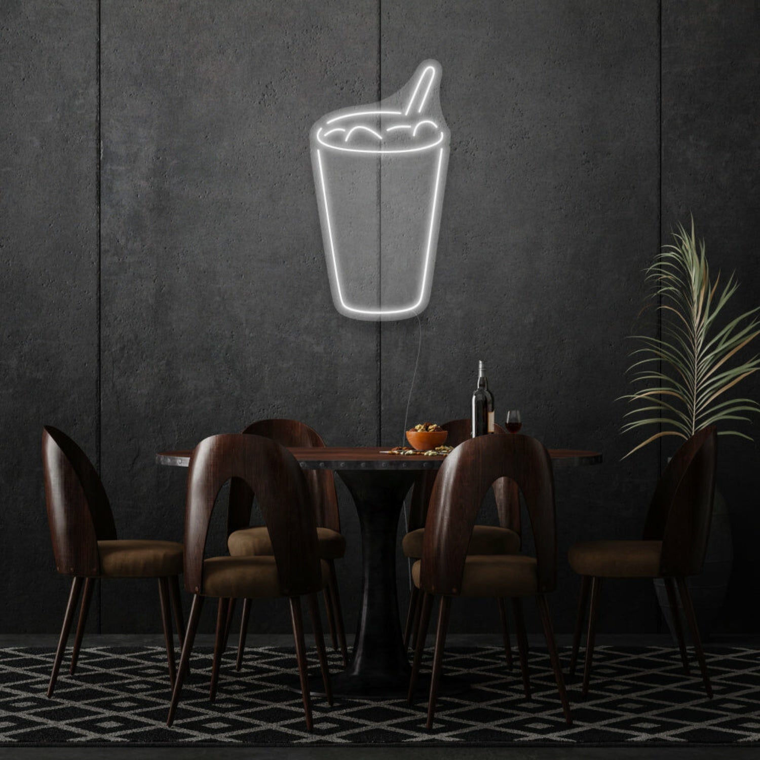 Glass With Drink Neon Refreshing Sip Of Elegance | Shineneon