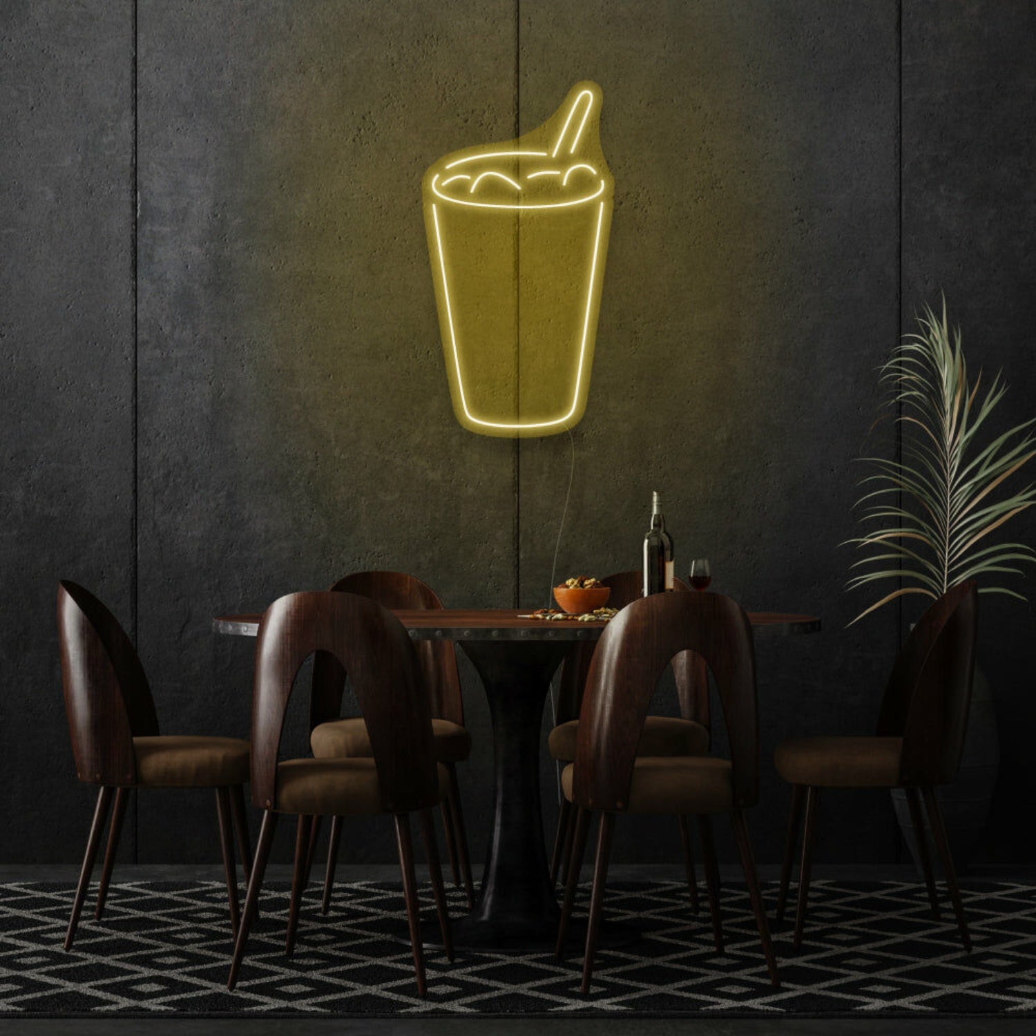 Glass With Drink Neon Refreshing Sip Of Elegance | Shineneon