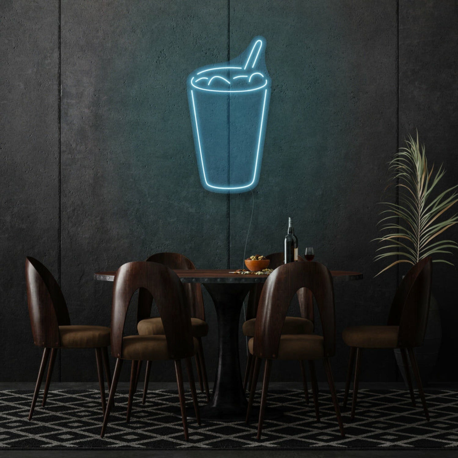 Glass With Drink Neon Refreshing Sip Of Elegance | Shineneon