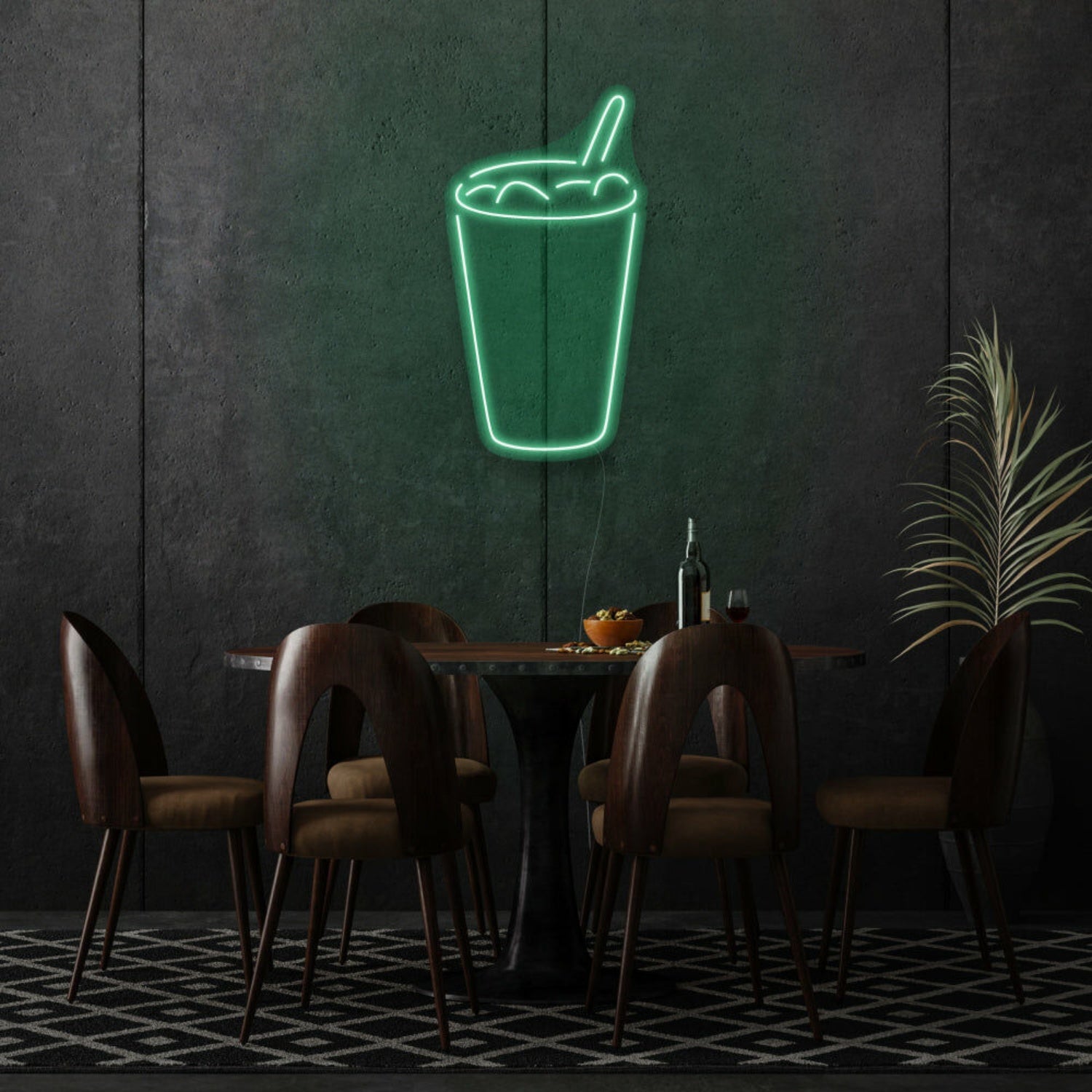 Glass With Drink Neon Refreshing Sip Of Elegance | Shineneon