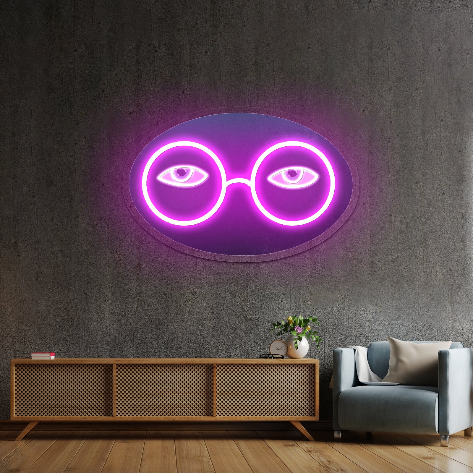 Glasses And Eyes Great Gatsby Neon Signs Custom Led Lighting