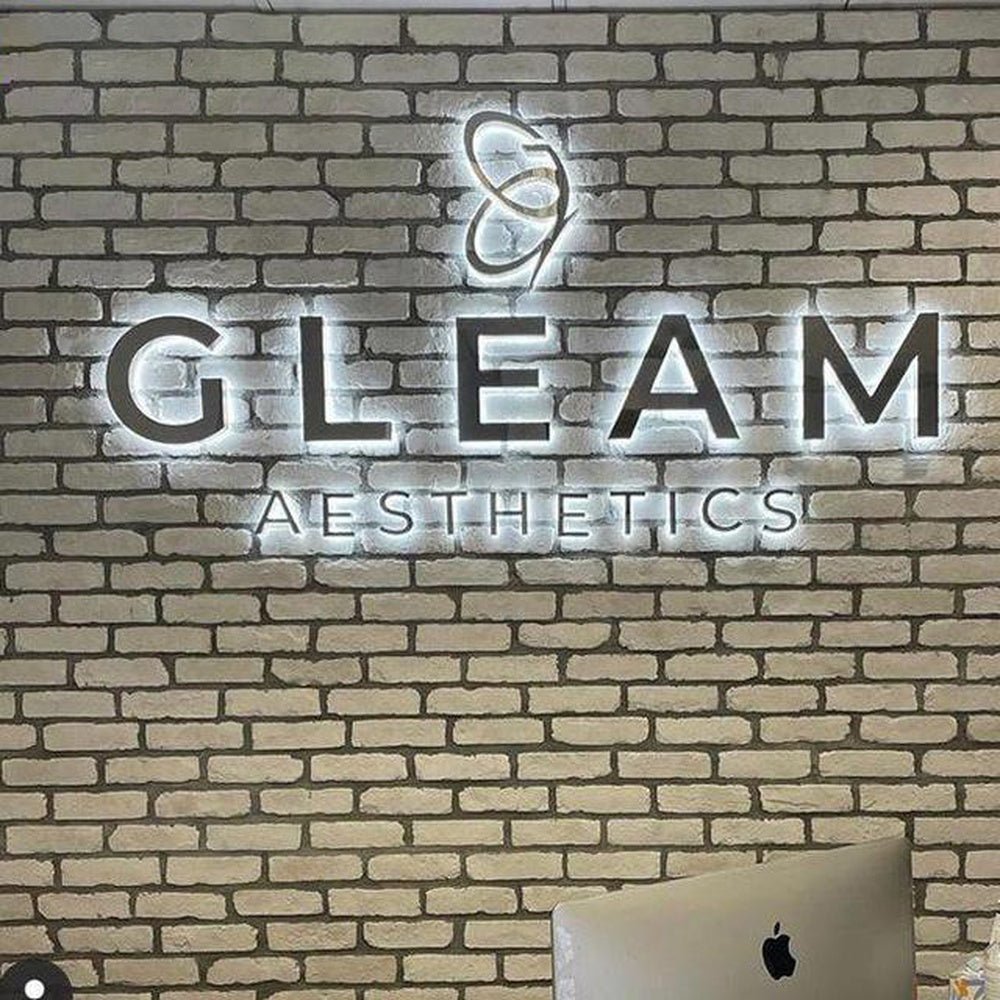 Gleam Aesthetics 3D Backlit Letters Business Metal Led Sign - Shineneon