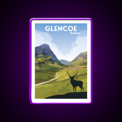 Glencoe Travel Poster Whiskey Drink Bar Led Neon Sign Rgb Color