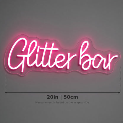 Glitter Bar LED Neon Sign - size guide