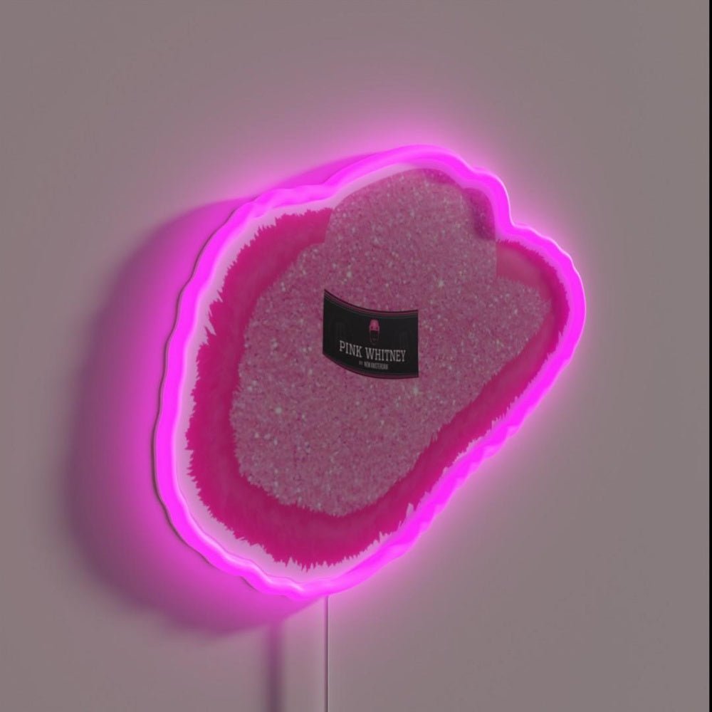 Glitter Pink Whitney Cowboy Hat Rgb Led Neon Sign - Shineneon