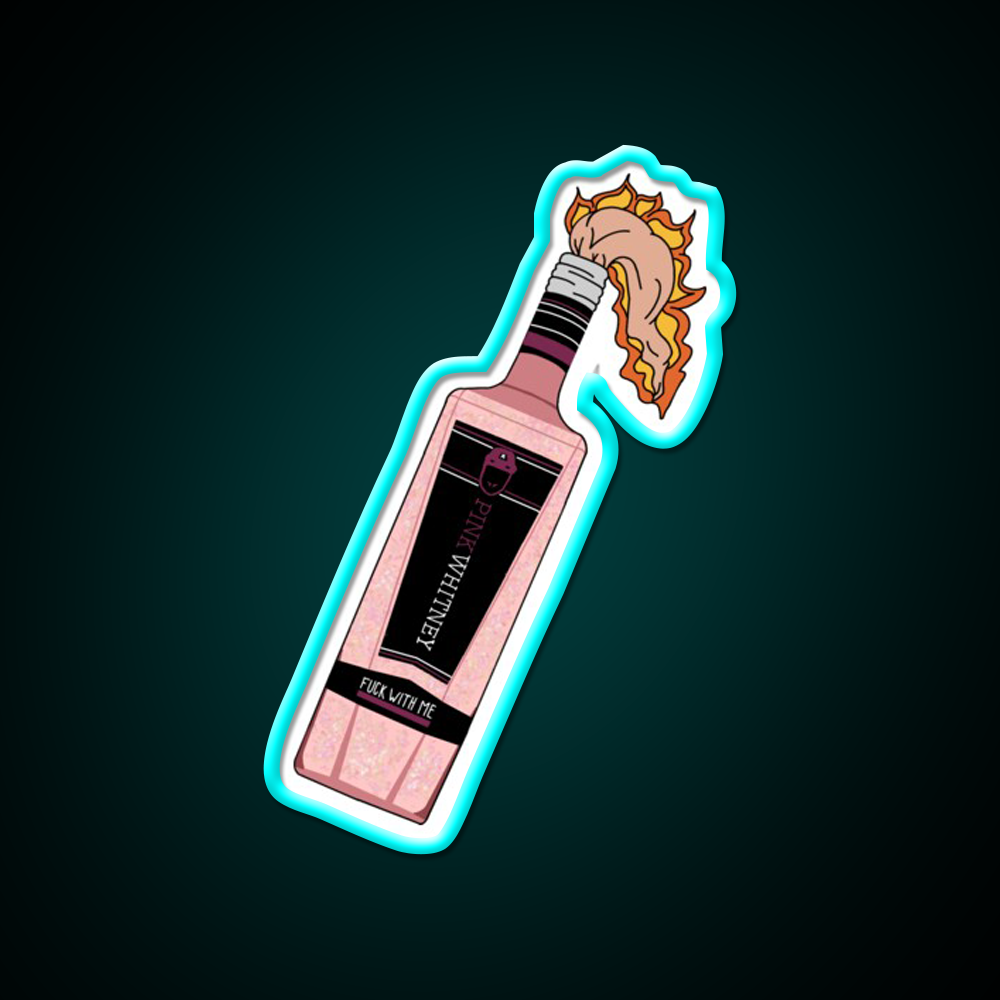 Glitter Pink Whitney Molotov Cocktail Bar Decor Led Neon Sign Rgb Color - Size and dimension reference