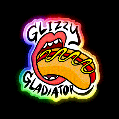 Glizzy Gladiator Rollingstone Hot Dog Led Neon Sign For Burger Place Rgb Color - LED neon sign close-up detail
