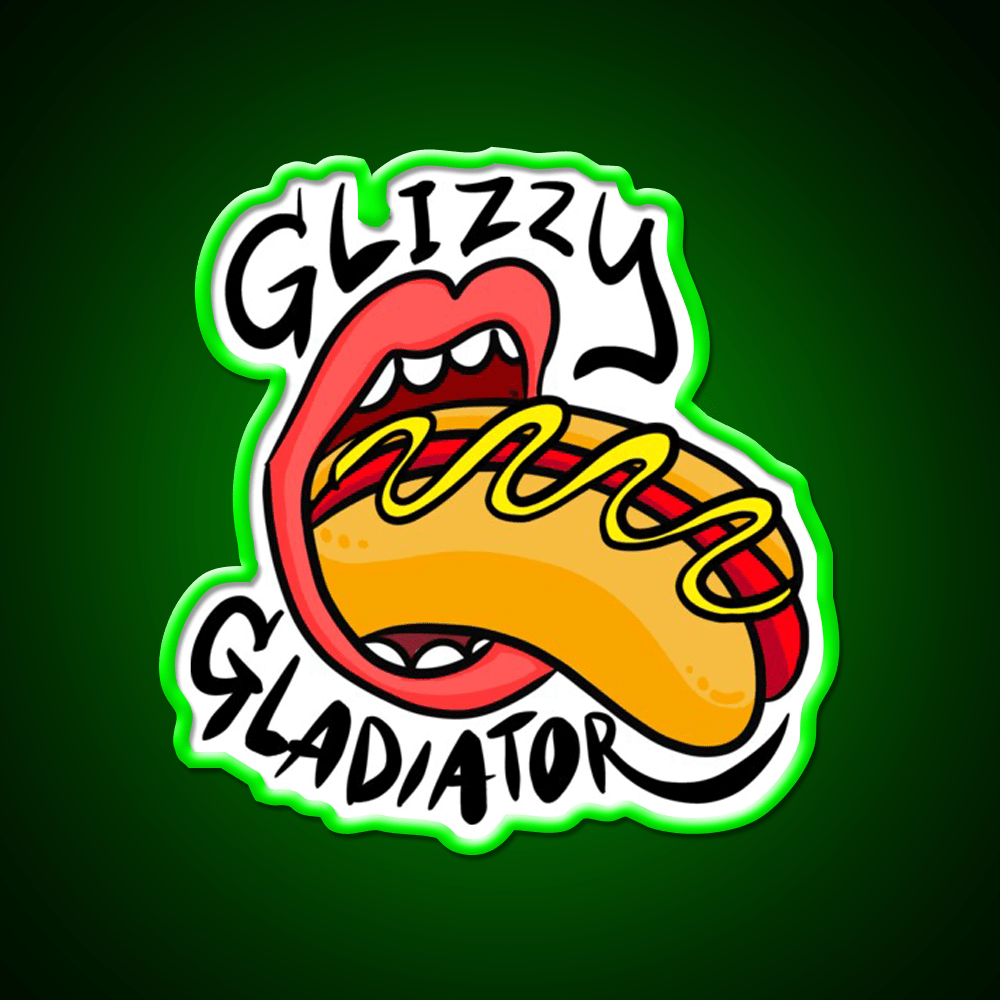 Glizzy Gladiator Rollingstone Hot Dog Led Neon Sign For Burger Place Rgb Color - Shineneon