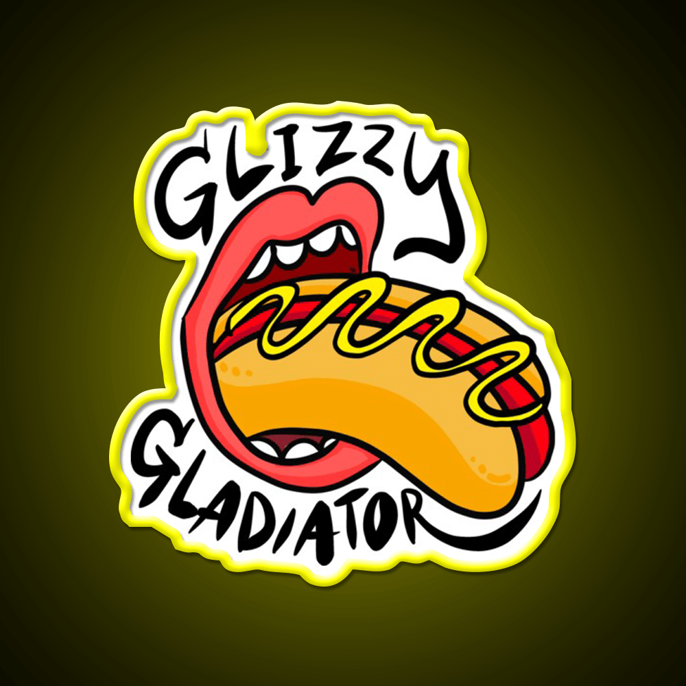 Glizzy Gladiator Rollingstone Hot Dog Led Neon Sign For Burger Place Rgb Color - Shineneon
