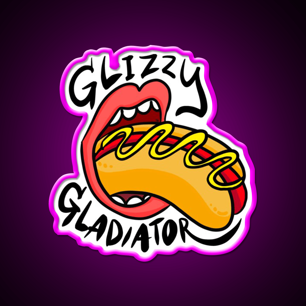 Glizzy Gladiator Rollingstone Hot Dog Led Neon Sign For Burger Place Rgb Color - Shineneon