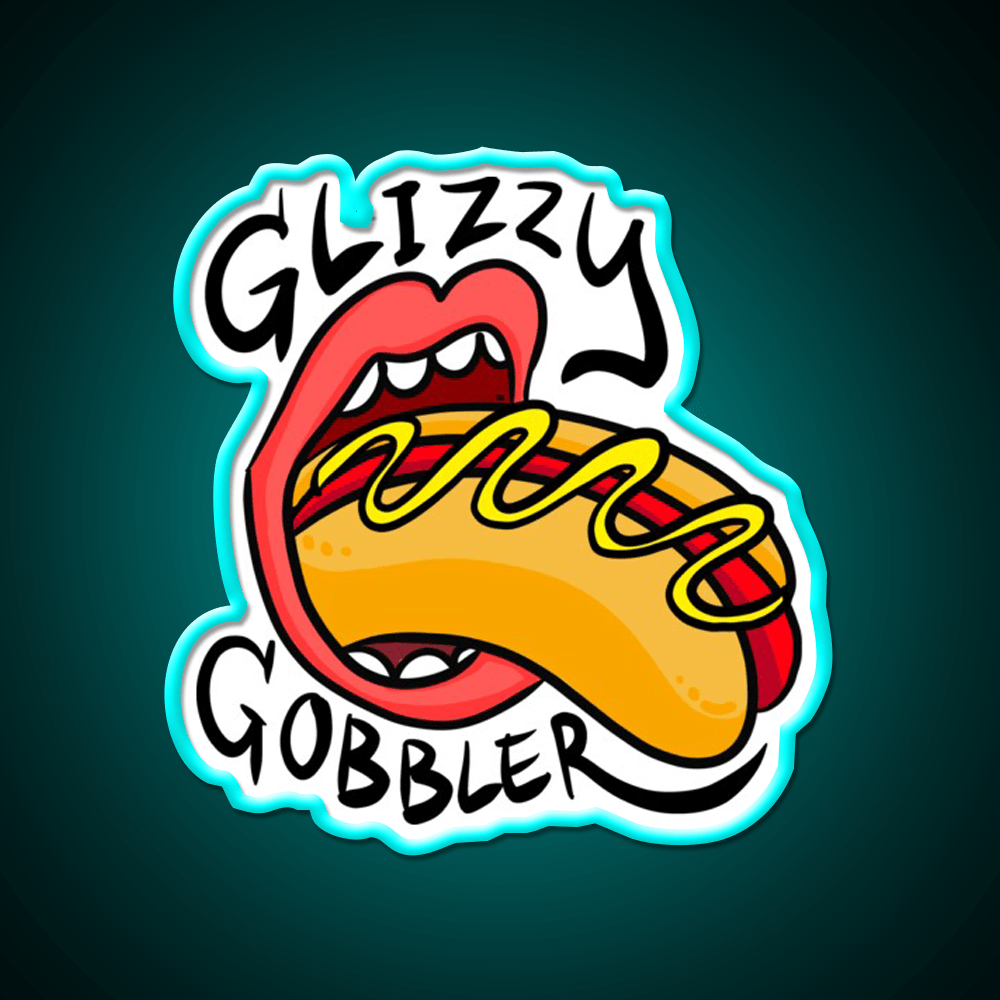 Glizzy Gobbler Rollingstone Like Fast Food Led Neon Sign For Burger Place Rgb Color - Shineneon