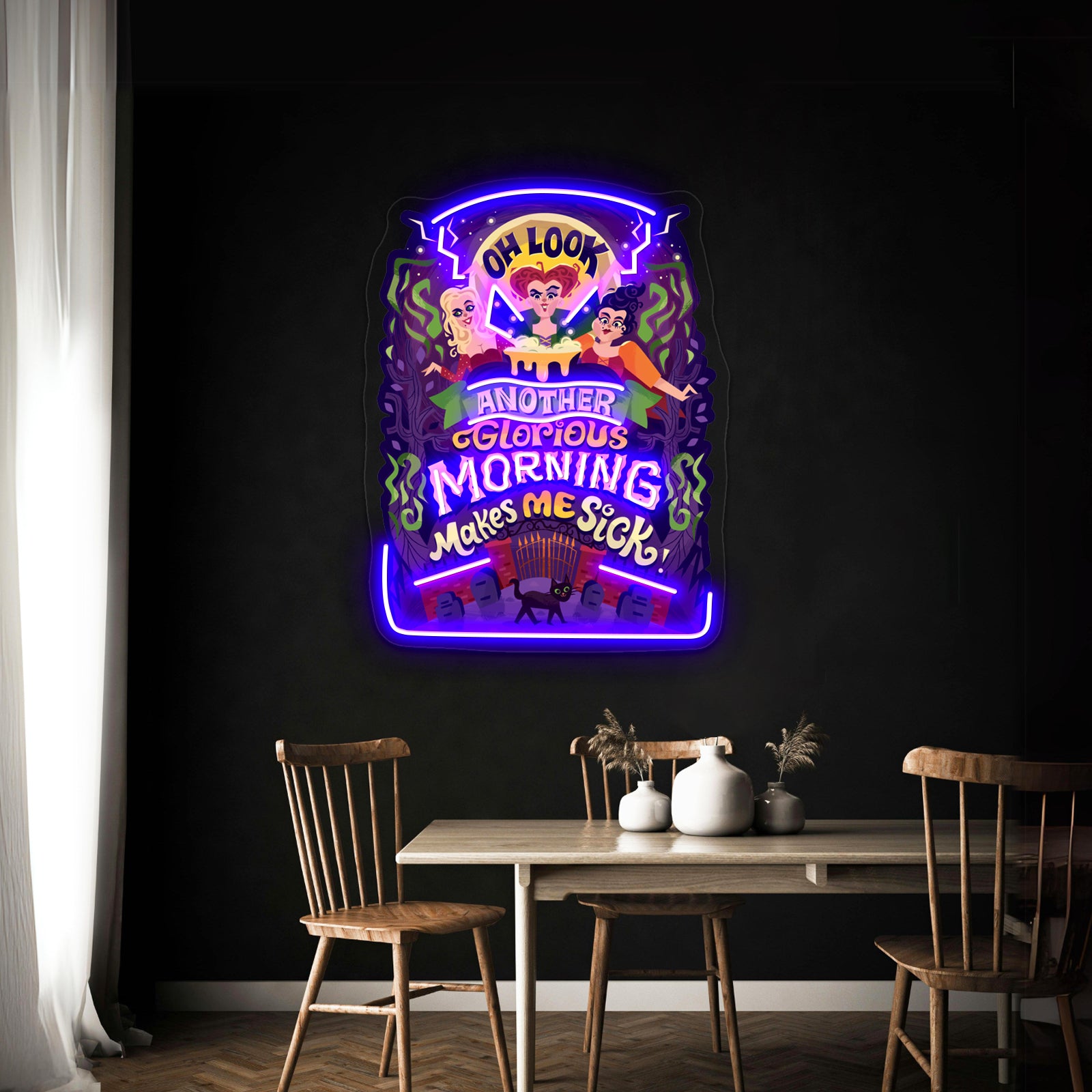 Glorious Morning Artwork Neon Led Signs - Neon sign mounted on wall in room