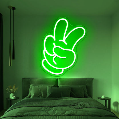 Glove Peace Yeah Pose Large Led Signs - Shineneon