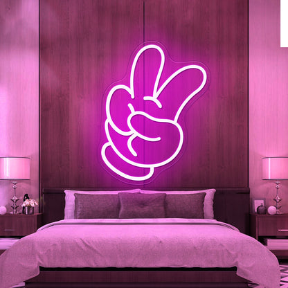 Glove Peace Yeah Pose Large Led Signs - Shineneon