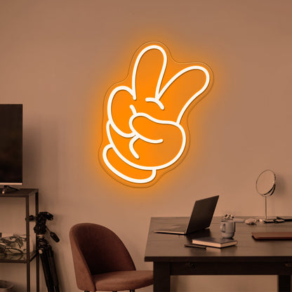 Glove Peace Yeah Pose Large Led Signs - Shineneon