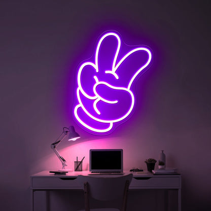 Glove Peace Yeah Pose Large Led Signs - Shineneon