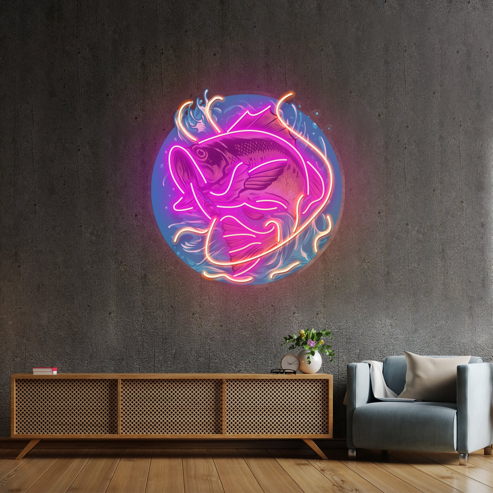 Glow Fishing Led Neon Sign Light Custom Led Signs