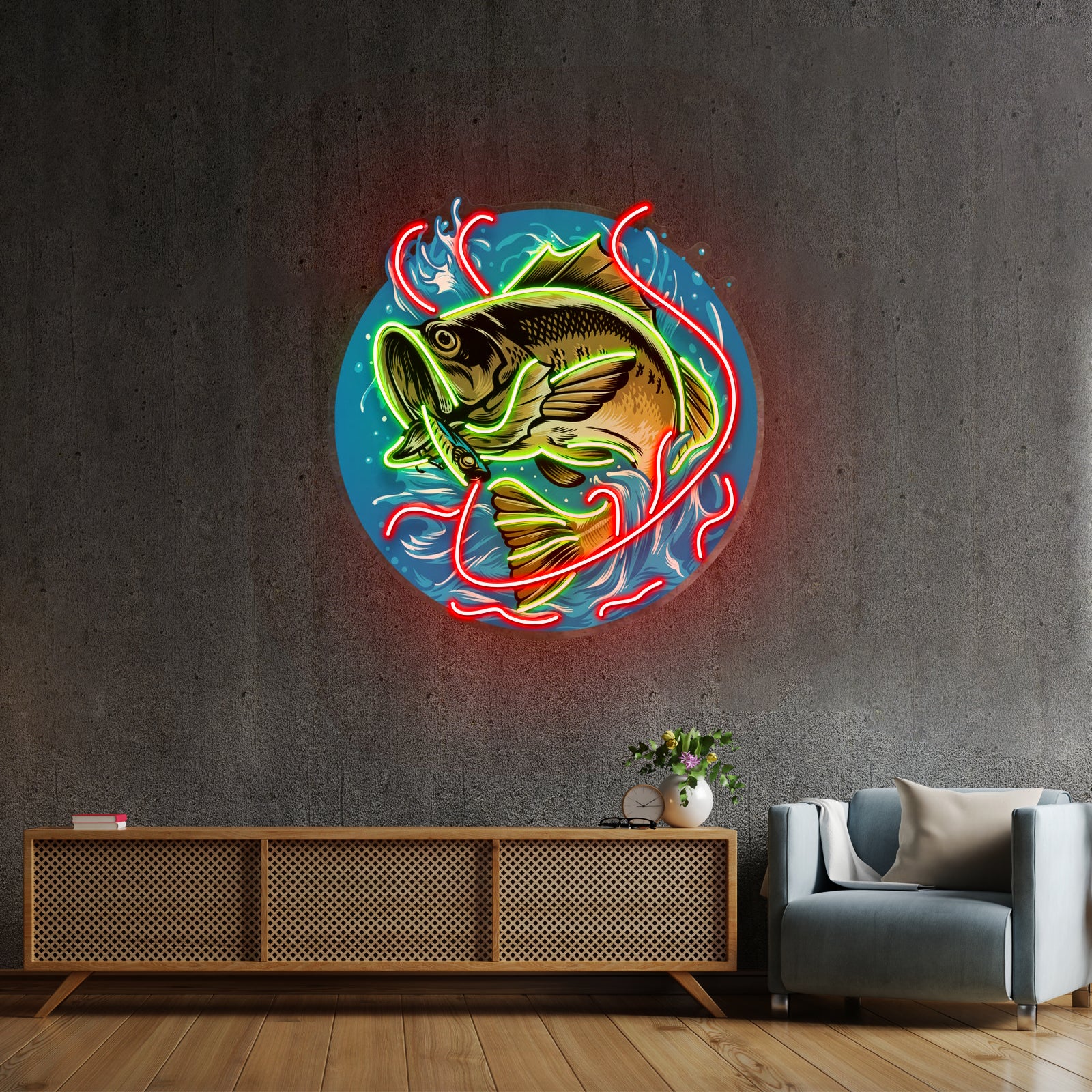 Glow Fishing Led Neon Sign Light Custom Led Signs