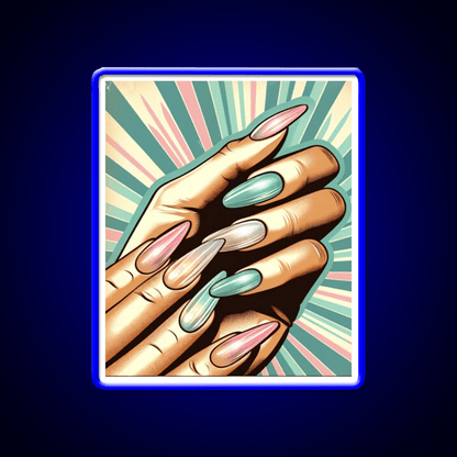 Glow Nail Art Poster With Vintage Nail Salon Led Neon Sign Rgb Color - Shineneon