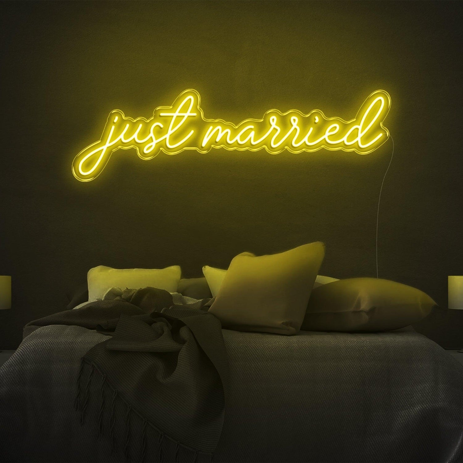 Glowing Green Just Married Led Neon Sign Romantic Bedroom Decor | Shineneon