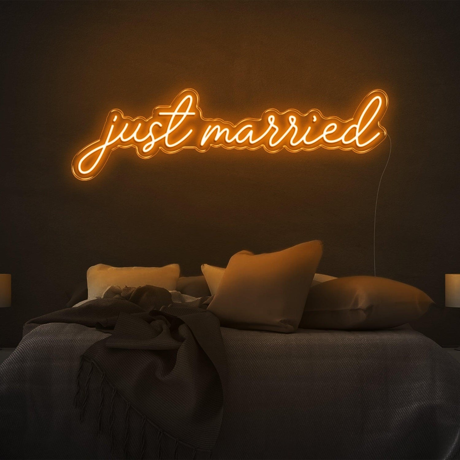 Glowing Green Just Married Led Neon Sign Romantic Bedroom Decor | Shineneon