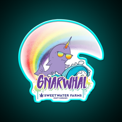 Gnarwhal Hemp Inspired Green Leaf Led Neon Sign Rgb Color - Size and dimension reference