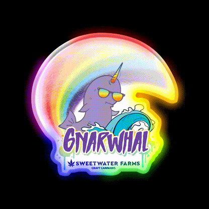 Gnarwhal Hemp Inspired Green Leaf Led Neon Sign Rgb Color - LED neon sign close-up detail