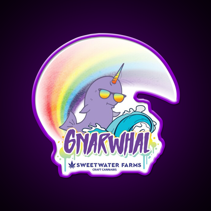 Gnarwhal Hemp Inspired Green Leaf Led Neon Sign Rgb Color - LED neon sign view 9