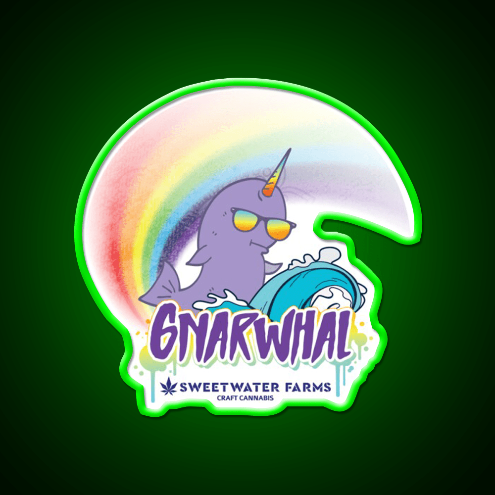 Gnarwhal Hemp Inspired Green Leaf Led Neon Sign Rgb Color - Shineneon