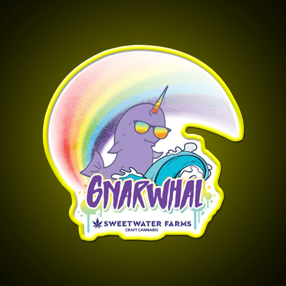 Gnarwhal Hemp Inspired Green Leaf Led Neon Sign Rgb Color - Shineneon
