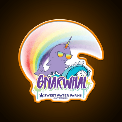 Gnarwhal Hemp Inspired Green Leaf Led Neon Sign Rgb Color - Shineneon