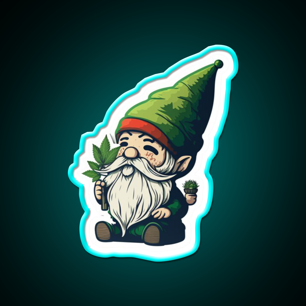 Gnome Hemp Inspired Green Leaf Led Neon Sign 420 Neon Decor Rgb Color - Size and dimension reference