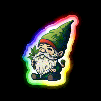 Gnome Hemp Inspired Green Leaf Led Neon Sign 420 Neon Decor Rgb Color - LED neon sign close-up detail