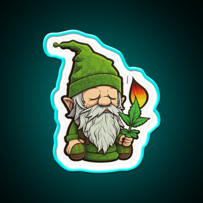 Gnome Hemp Inspired Green Leaf Led Neon Sign Rgb Color - Size and dimension reference
