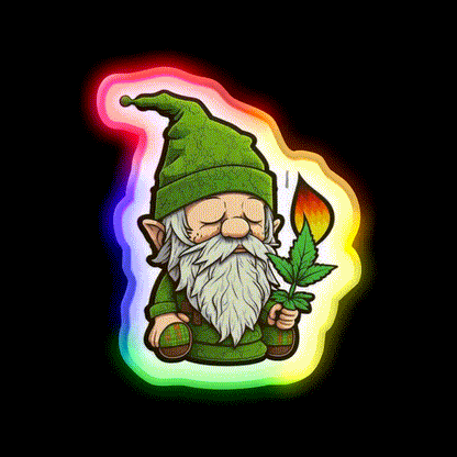 Gnome Hemp Inspired Green Leaf Led Neon Sign Rgb Color - LED neon sign close-up detail