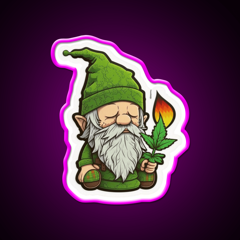 Gnome Hemp Inspired Green Leaf Led Neon Sign Rgb Color - Shineneon