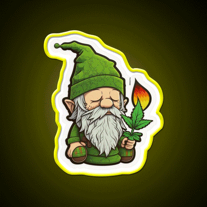 Gnome Hemp Inspired Green Leaf Led Neon Sign Rgb Color - Custom LED neon sign front view