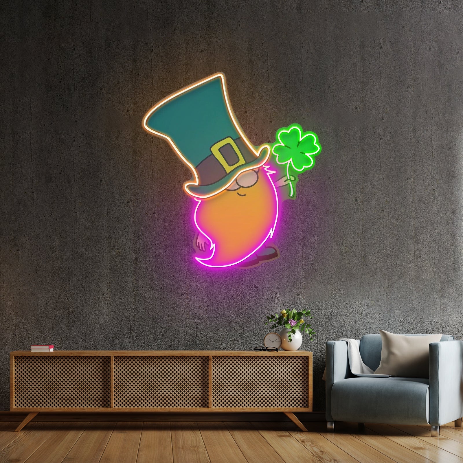 Gnome With Clover Saint Patrick Day Led Signs - Shineneon