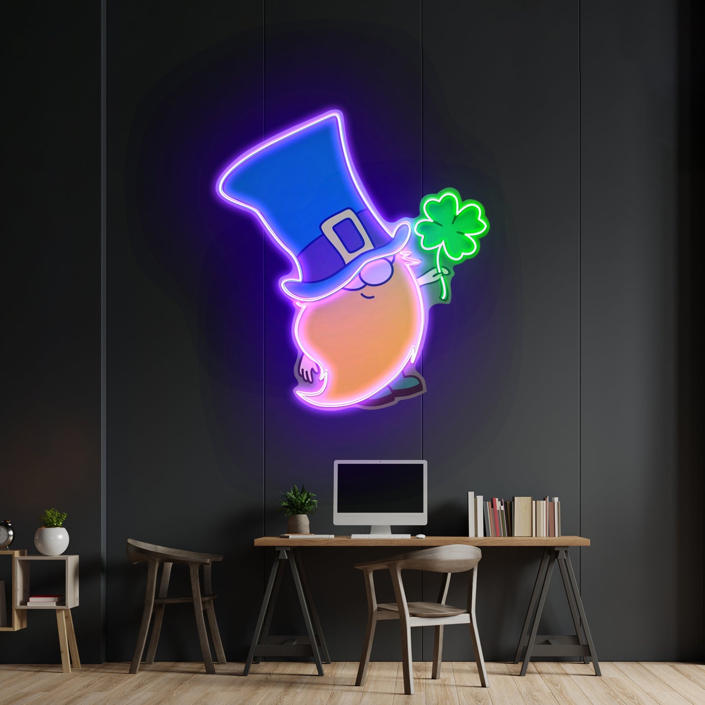 Gnome With Clover Saint Patrick Day Led Signs